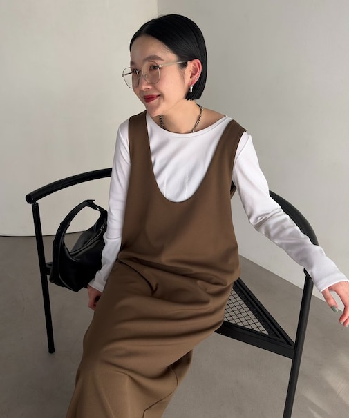 【CAPRICIEUX LE'MAGE】UネックIラインワンピース