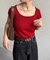 スクエアネック半袖ケーブルニット