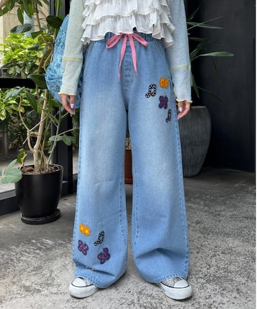 【CIAOPANIC TYPY】ワッペン付ワイドデニム