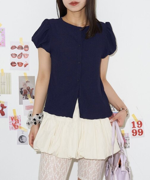 【Ciaopanic】シャーリングショートスリーブカットソー