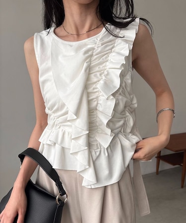 【CAPRICIEUX LE'MAGE】アシメフリルノースリT