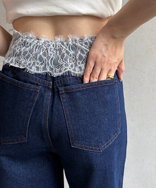 ウエストレースドッキングデニムパンツ