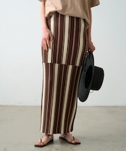 【Loungedress】マルチストライプニットスカート