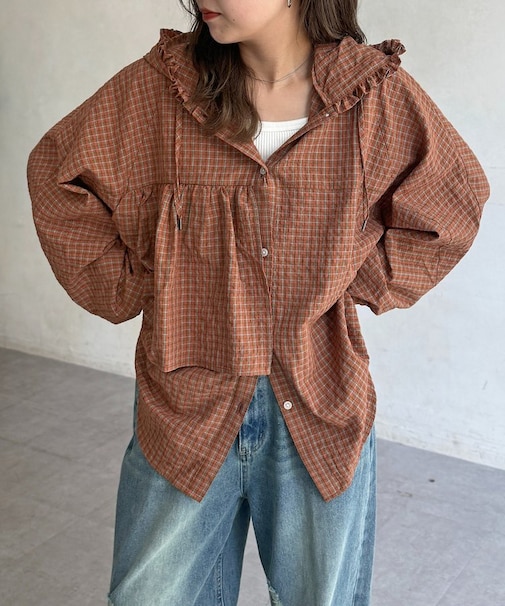 フードフリルシャツ