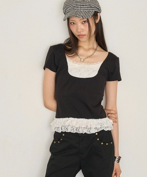 【WHO'S WHO gallery】レースレイヤードトップス
