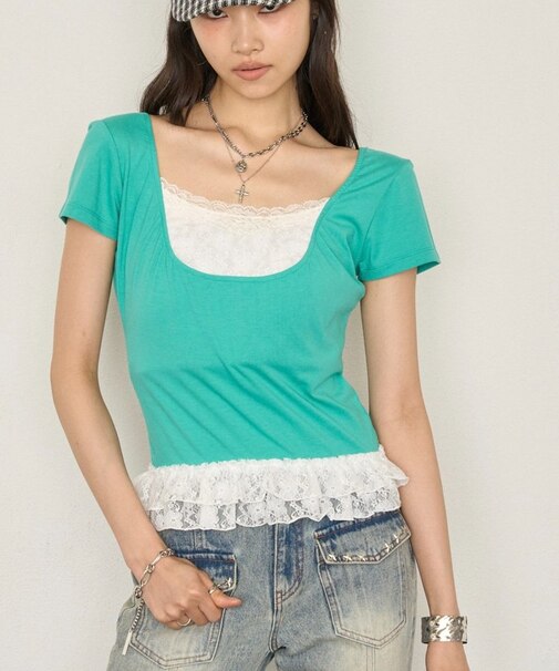 【WHO'S WHO gallery】レースレイヤードトップス