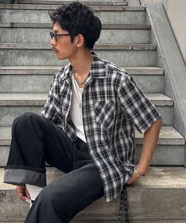 【Ciaopanic】スタッズボタンオンフチェッグレシャツ
