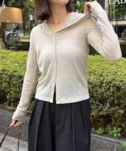 シアーリブフーディーカーディガン