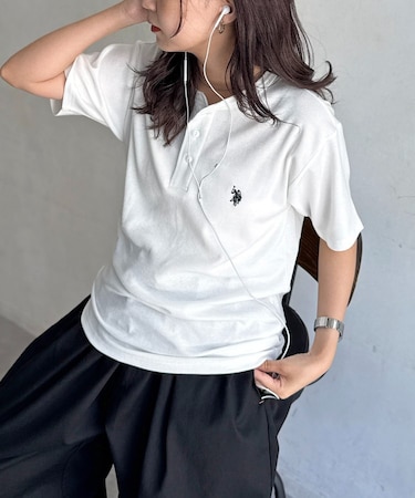 【U.S. POLO ASSN.】コンパクトリブヘンリーT