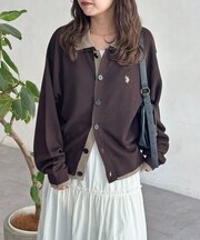 【U.S. POLO ASSN. 】フェイクレイヤードニットシャツ