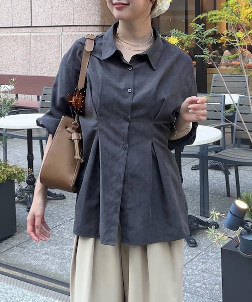 ウエストタックスエードタッチシャツ