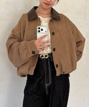 襟合皮Fスエードバルーンブルゾン