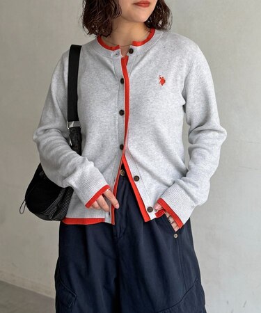 【U.S. POLO ASSN.】フェイクレイヤードクルーカーディガン