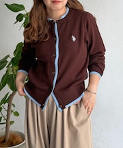 【U.S. POLO ASSN.】フェイクレイヤードクルーカーディガン