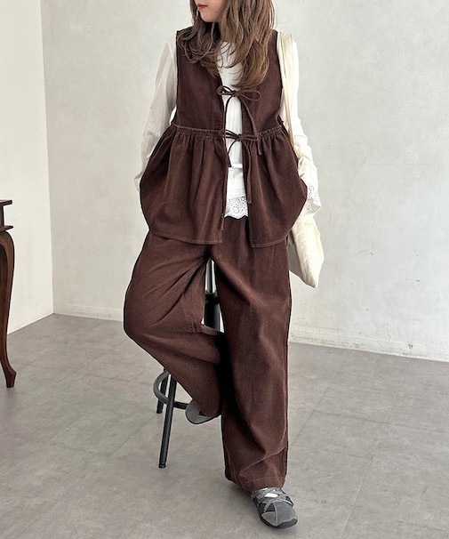 コーデュロイビスチェセットアップ