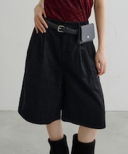 【Kastane】ポーチベルト付きコーデュロイバミューダパンツ
