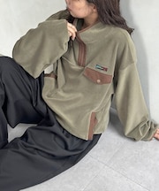 配色フリースハーフジッププルオーバー