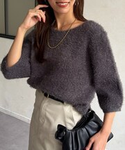 5分袖シャギーニット