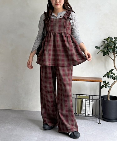 チェックフリルセットアップ