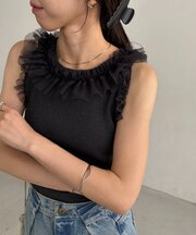 【CAPRICIEUX LE'MAGE】チュールフリルリブタンク
