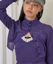 【WHO'S WHO gallery】シアーリブハイネックカーデ