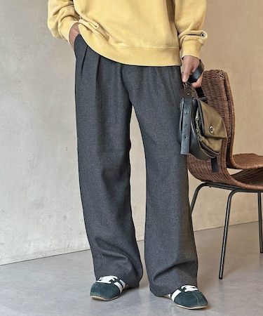起毛ヘリンボンベルテッドパンツ