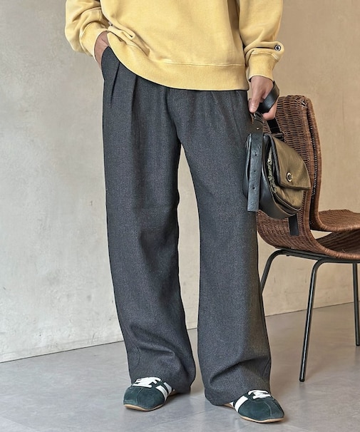 起毛ヘリンボンベルテッドパンツ