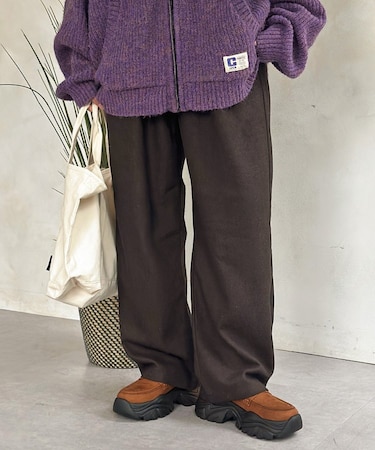 起毛ヘリンボンベルテッドパンツ