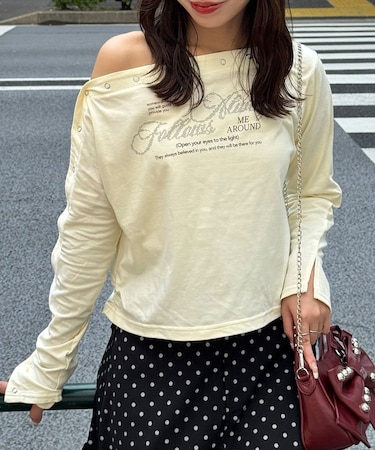 【Ciaopanic】リングドットボタンワンショルロンTee