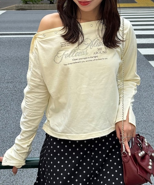 【Ciaopanic】リングドットボタンワンショルロンTee