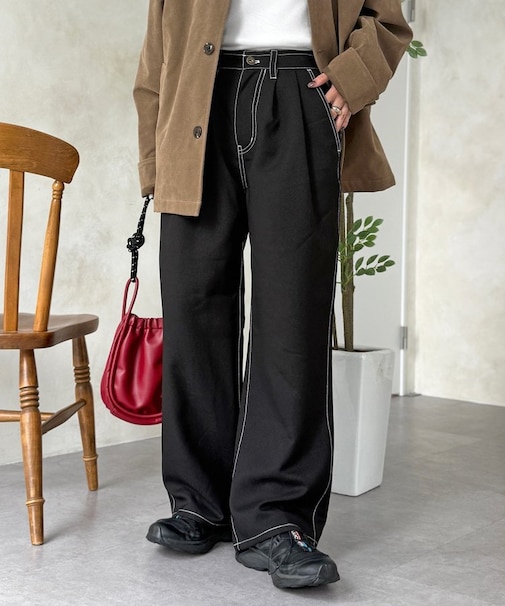 2タックワイドストレートスラックス
