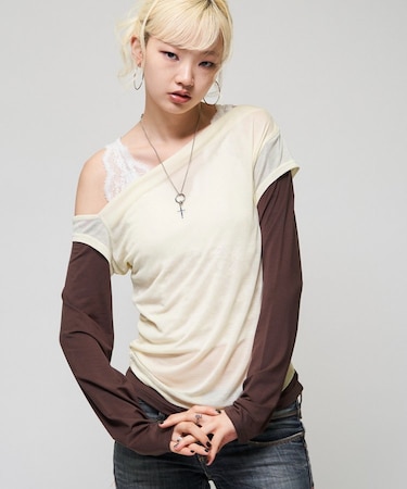 【WHO'S WHO gallery】レイヤードオフショルTEE
