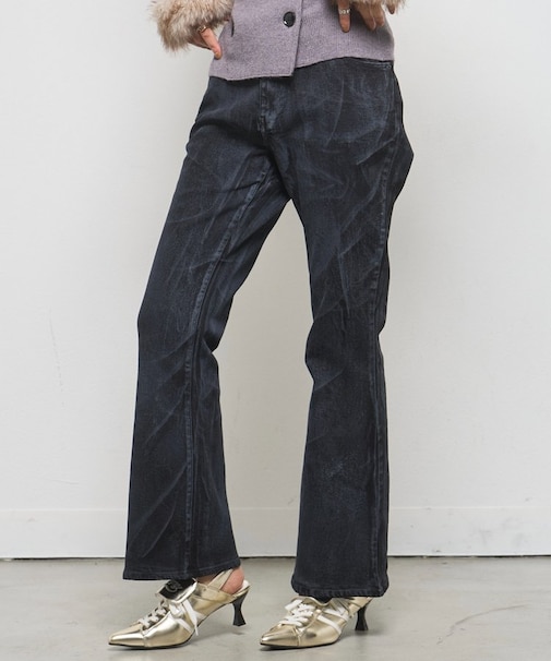 【WHO'S WHO gallery】ストレッチ転写加工フレアパンツ