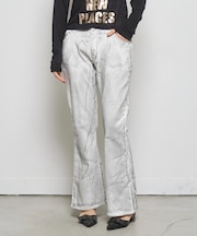 【WHO'S WHO gallery】ストレッチ転写加工フレアパンツ