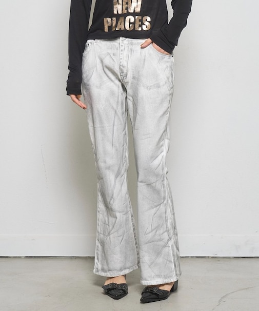 【WHO'S WHO gallery】ストレッチ転写加工フレアパンツ