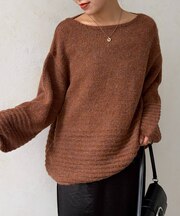 立体ボーダーリブニット
