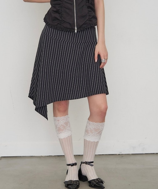 【WHO'S WHO gallery】ストライプアシメミディスカート