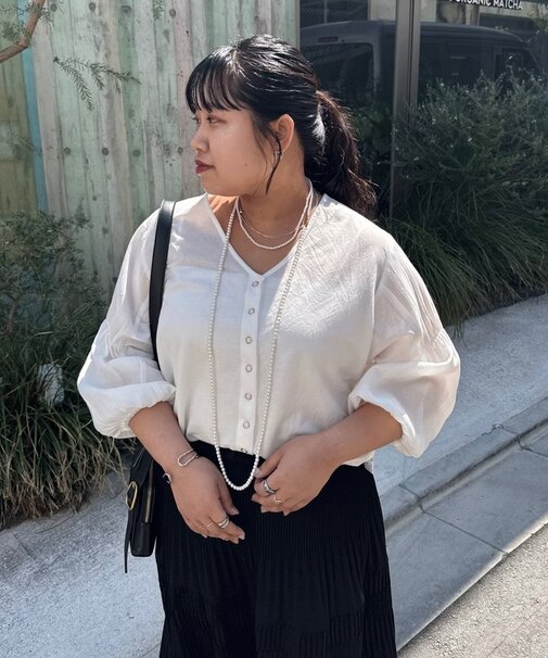 【さわ企画】【WEB限定】袖ボリュームシアーシャツ