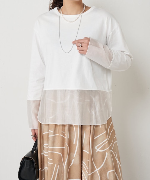 【ご好評の為再入荷！】裾袖口切替シアーカットソー