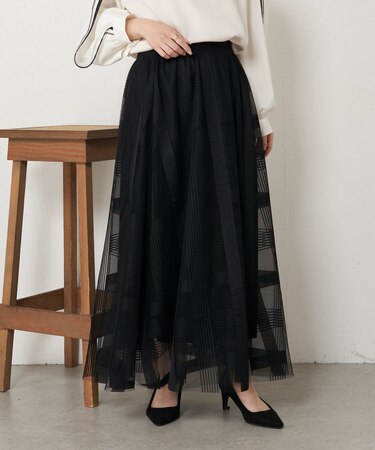 チェックチュールスカート