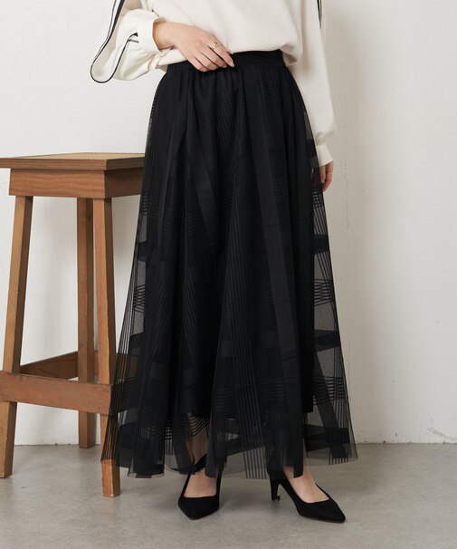 チェックチュールスカート