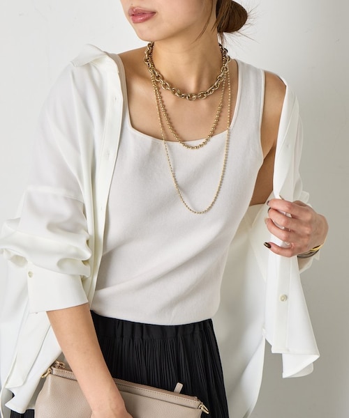 シャツのインナーに最適◎】【新色登場】スクエアタンクトップ｜ガ