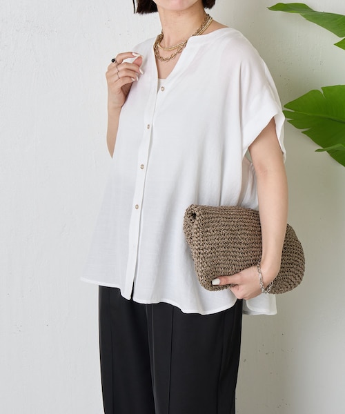 ブラウス シャツ 「美ラクシャツ」リネンライク袖タックシャツ レディース 美ラクシャツ】リネンライク袖タックシャツ｜ガリャルダガランテ