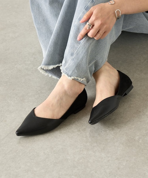 スエード切替パンプス