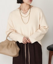 【新色登場/春まで着れる】カタアゼ編みVネックニット