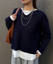 【新色登場/春まで着れる】カタアゼ編みVネックニット