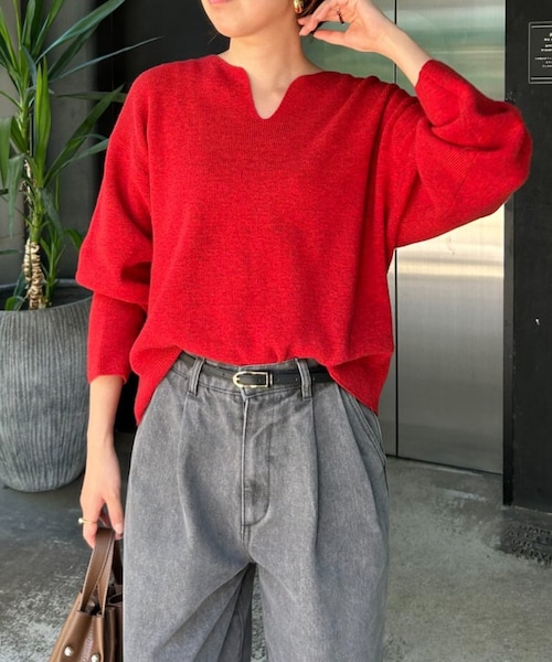 カタアゼ編みVネックニット｜ガリャルダガランテのアウトレット通販