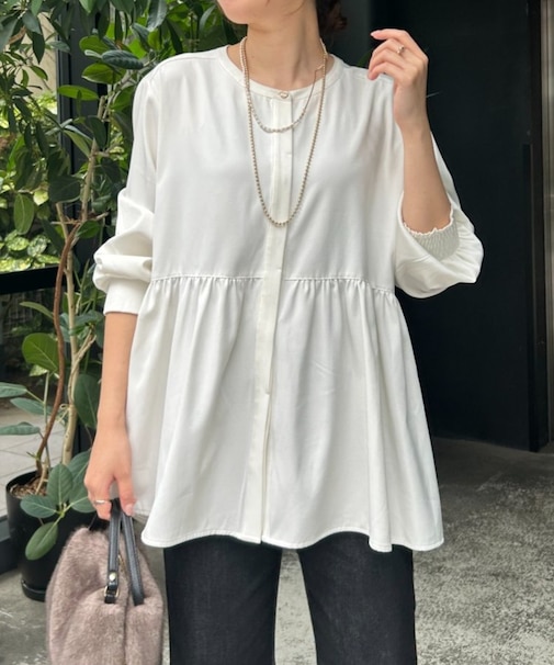 《さわゆい企画》【セレモニー/WEB限サイズあり】ペプラムブラウス