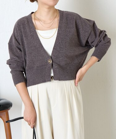 ワンボタンモールカーディガン