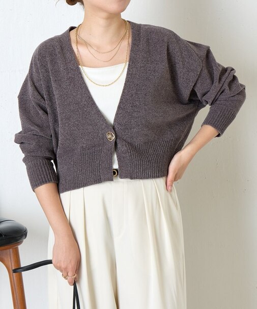 ワンボタンモールカーディガン